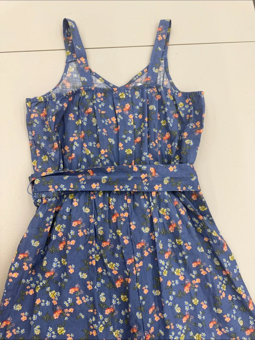 Justice Blue Floral Girls' One-Piece Jumpsuit with Tie